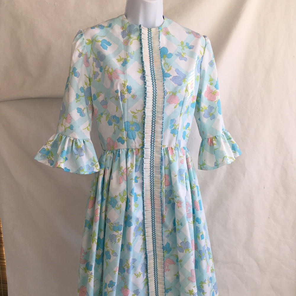 Vintage Inspired Sheer Ruffle Dress Handmade